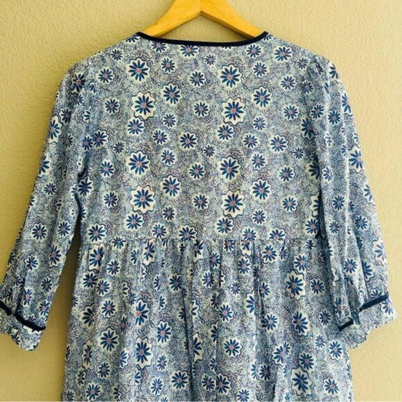 Beau & Ro Curate by Sara Rossi Blue Floral Dress with Blue Trim Size XS - Picture 3 of 6